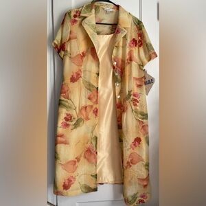 Dressbarn 2 Piece Midi Dress (yellow and floral coat), Size: 10